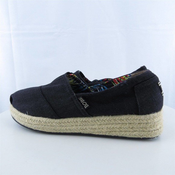 Bobs By Skechers Women Flat Shoes Black Fabric Slip On‎ Size 8 Medium (B, M) - Picture 8 of 10